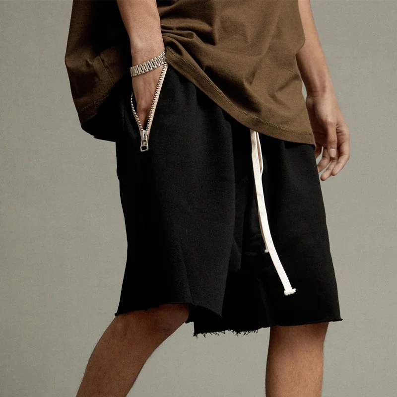 Cotton gray beach men's casual solid color shorts Frog drift Fashion Wear Summer Streetwear men's pants