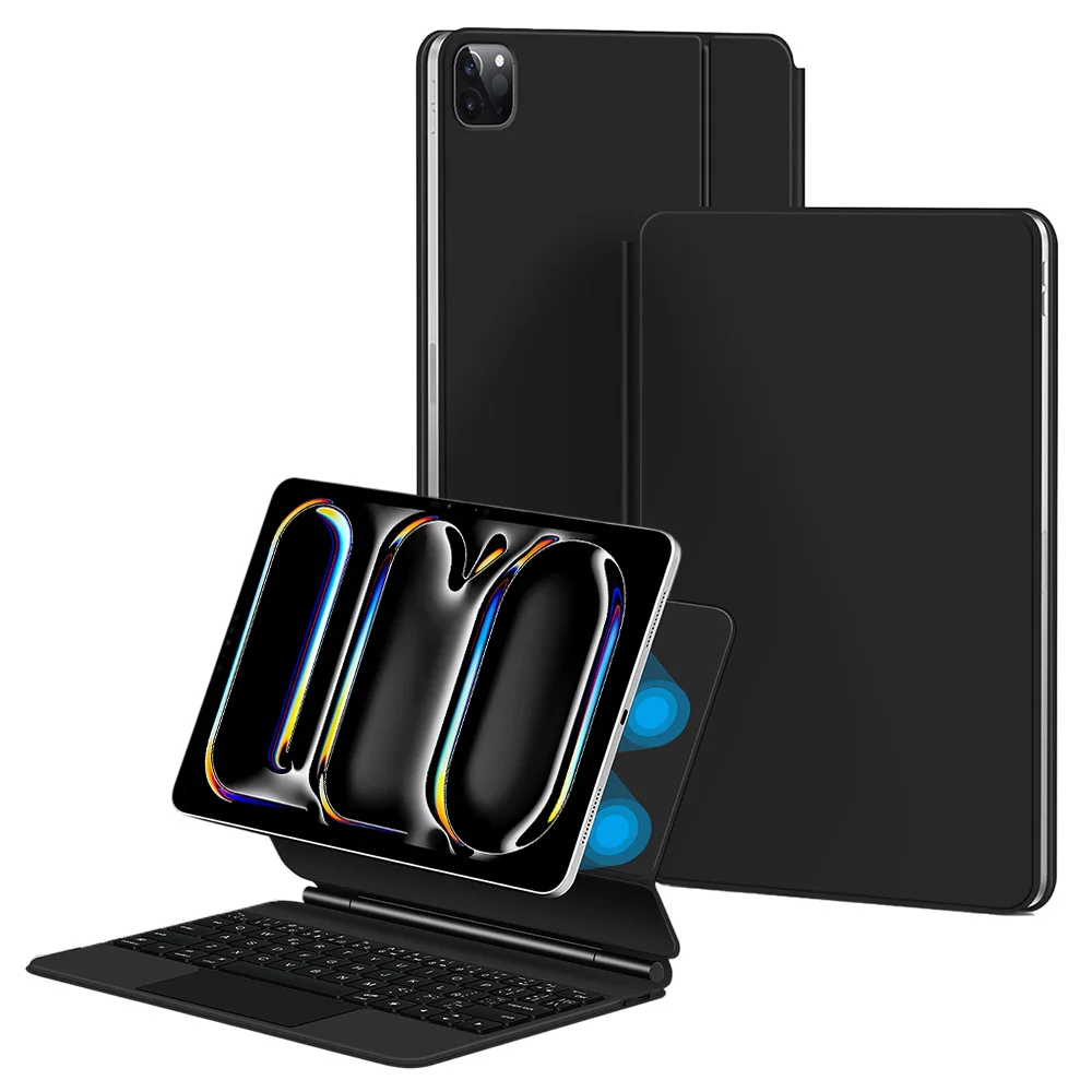 Floating Magic Keyboard for iPad Pro 11 Leather Magic Keyboard Case For iPad Pro 11 2024 11 inch Bluetooth-Compatible Keyboard