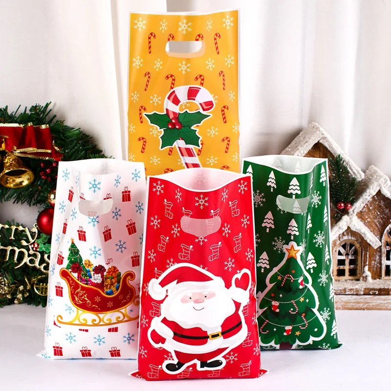 50pcs Christmas Candy Treat Bags Santa Claus Cookies Biscuit