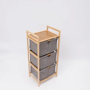  freestanding bamboo laundry 3 section laundry organizer hamper