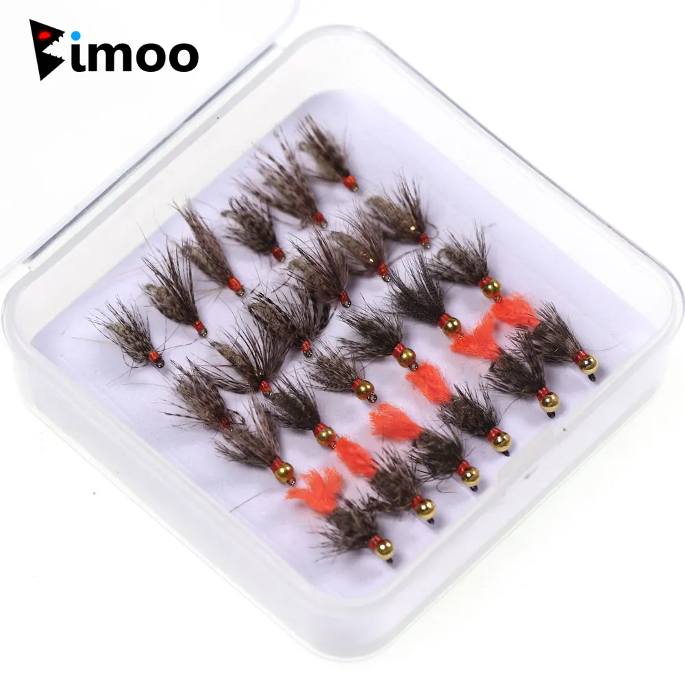 

Bimoo 24pcs/box Brass Beadhead Tungsten Bead Head Jig Nymph Fly Fast Sinking Wet Nymph For Trout Bass Perch Fishing Lures Baits