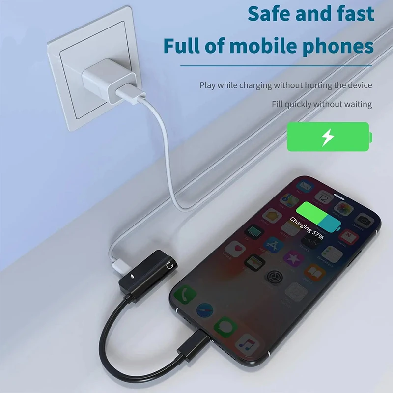 Portable Audio Jack Headphone Splitter Adapter 2 In 1 iOS 3.5mm AUX Apple iPhone 14 13 12 11 Pro Max Plus XS XR SE 8 audio earphone converter 3.5mm audio adapter audio headphone adapter