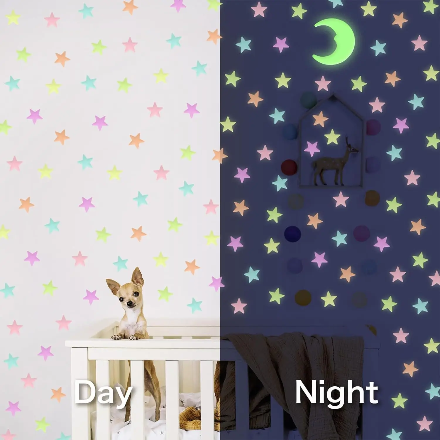 Description Picture 3 of item50-1000pcs Luminous Stars 3D Wall Stickers Glow In The Dark Fluorescent Adhesive Decoration for Home Baby Kids Bedroom Ceiling