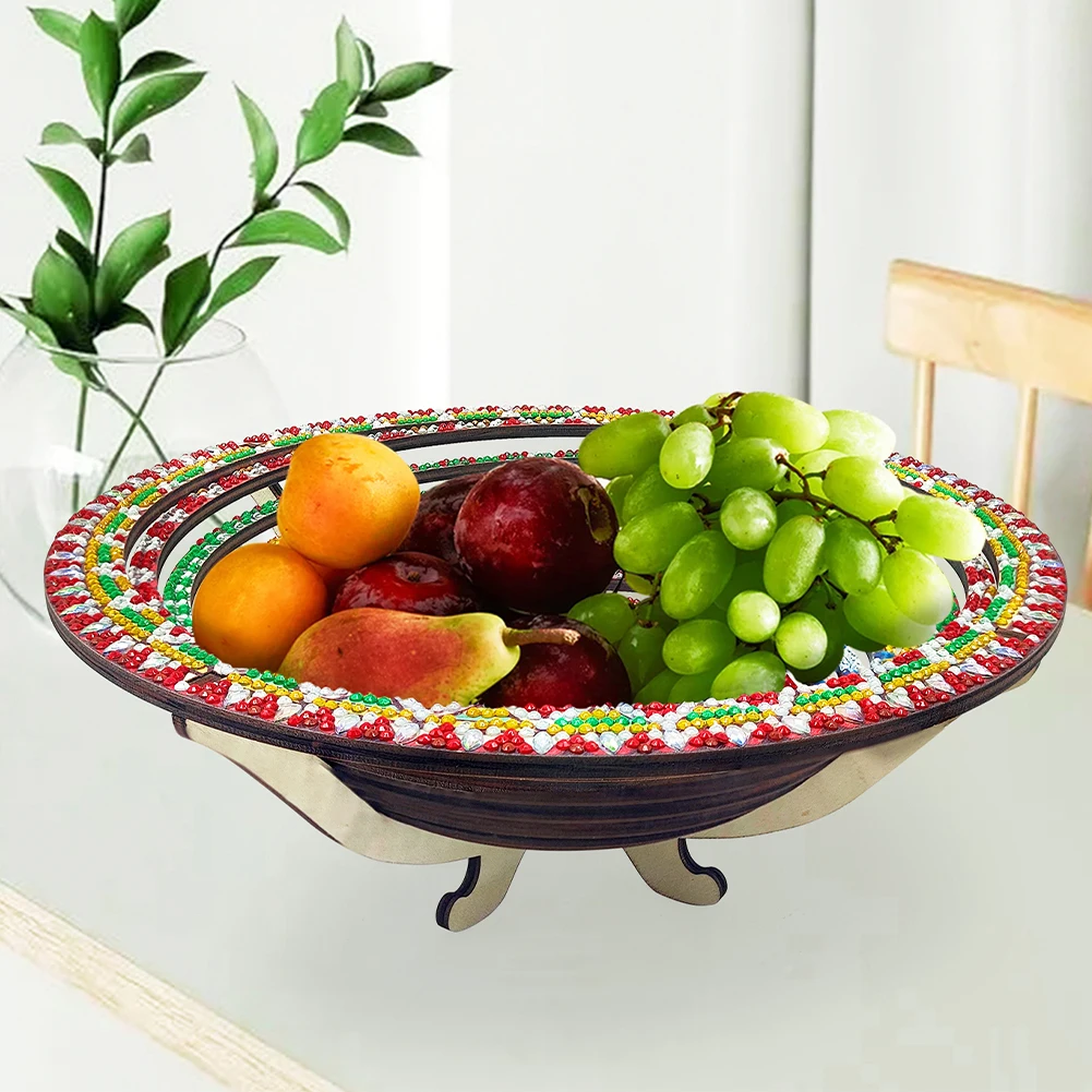 Diamond Painting Dining Plate Decorative Diamond Art Tableware Manager Tray Colorful Good for Parties Or Bed Food Tray