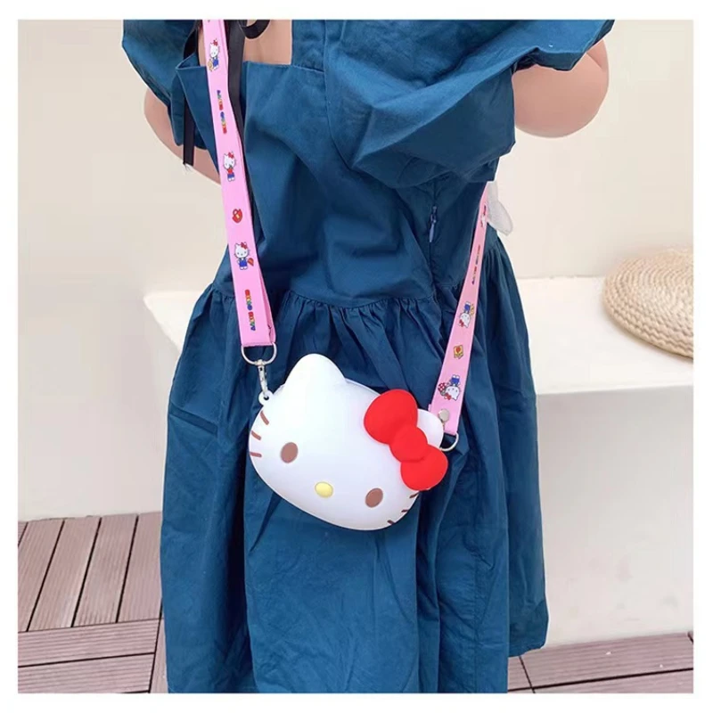 Kawaii Sanrio Silicone Purse Messenger Bag Hello Kitty My Melody Kuromi Cinnamoroll Cute Cartoon Bag Children Toy Christmas Gift