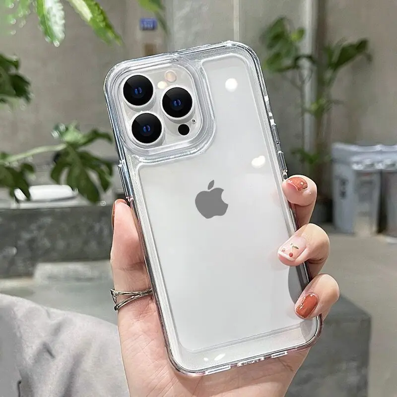 Para iPhone 14 Pro Max Funda de lujo ultrafina transparente armadura a prueba de golpes cubierta trasera para iPhone 16 15 Pro Max 13 12 11 XR XS 7Plus