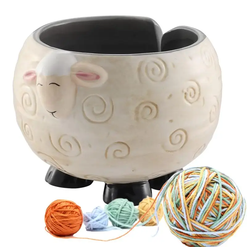 

Yarn Ball Holder Panda Sheep Ceramic Yarn Storage Boxes Tangled Free Yarn Holder Storage Funny Yarn Organizer Crochet