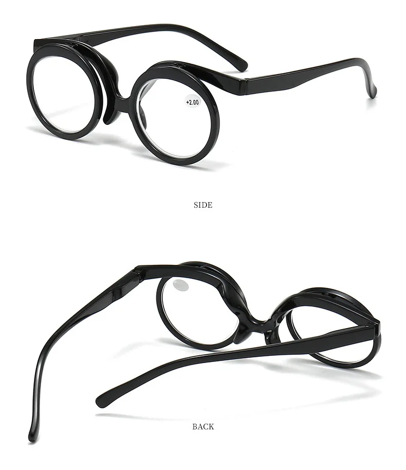 Praktischer einteiliger Flip-Make-up-Spiegel für ältere Menschen, neuer mehrfarbiger Rahmen, hochklappbare Make-up-Brille – Detail 7
