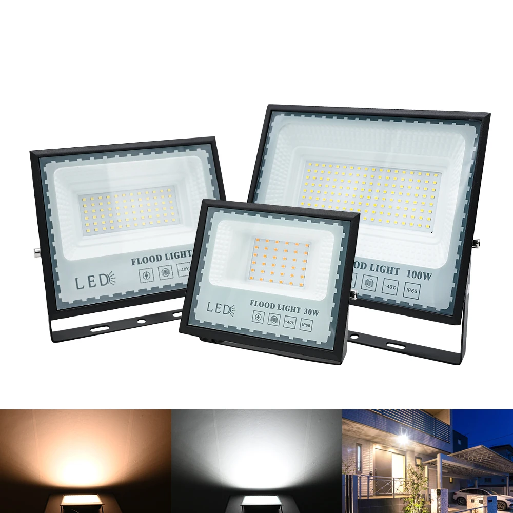 IP66 LED Floodlight 10W 20W 30W 50W 100W 200W Waterproof Outdoor Projector Exterior Spotlight for Garden Street Garage Lighting led flood light