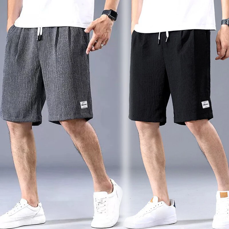 Silk Shorts Men Thin Sports Cropped Pants Loose Straight Leg Breathable Casual XL-XXXL