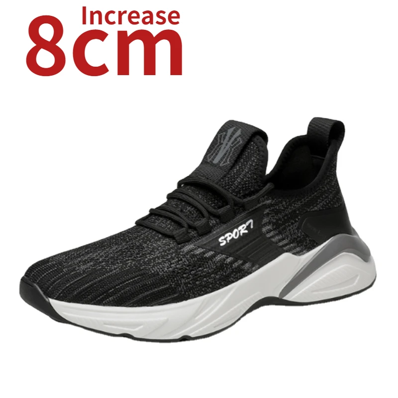 

Men Increase 8cm Sneakers Fashion Height Increasing Shoes Mesh Elevator Shoes Comfortable and Breathable Sports Casual Shoes Man
