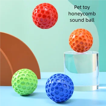 Tough Natural Rubber Dog Chew Toy Indestructible Squeaky Ball for Aggressive Chewers Beef Flavor Hexagonal Design Dental Health