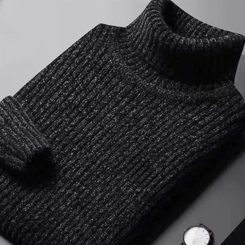 2023 Autumn Winter New Men Imitation Sable Velvet Casual Turtleneck Bottom Shirt Young Short Thick Warm Fashion Pullover Sweater