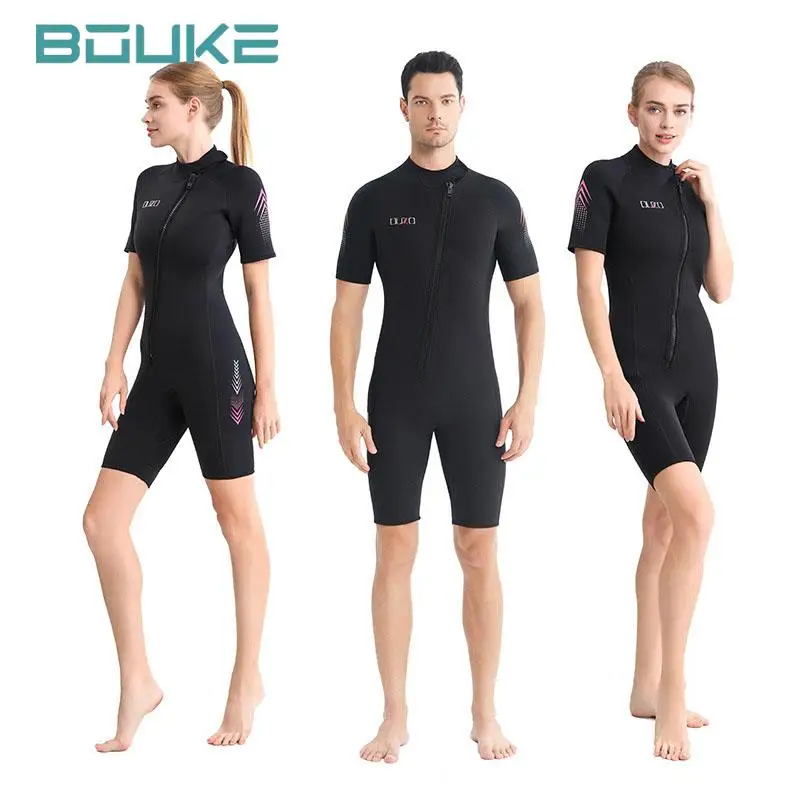 

Women's 3MM Neoprene One Piece Diving Suit Short Sleeves Thermal Swimwear Surfing Snorkeling Suit Sun Protection Shorty Wetsuit