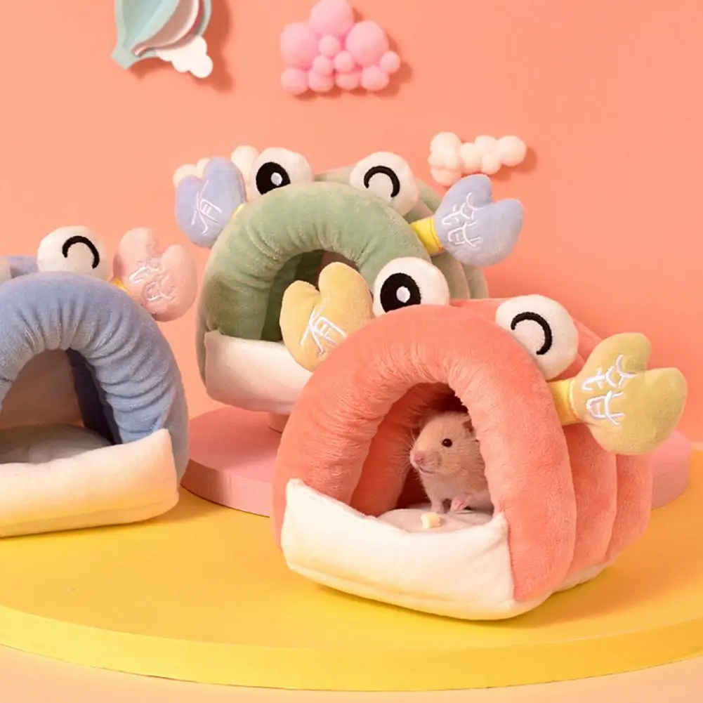 

Rebound Pet Bed Super Soft Fabric Pet Bed Cozy Cartoon Shape Hamster Nest Thickened Plush Den for Winter Retains Heat No