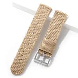Durable Nylon Canvas Watch Band with Stainless Steel Buckle - Fast Release Design - 18mm (B7.Khaki)
