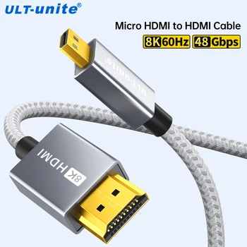 HDMI-마이크로 HDMI 케이블 양방향 전송 카메라 그래픽 카드 모니터 용 8K 60Hz 마이크로 HDMI-HDMI 어댑터 변환기 라인