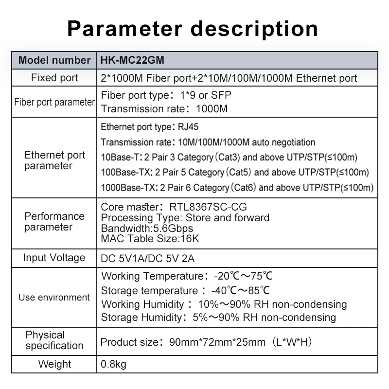 1000Mbps Media Converter Network Switch 2 Fiber 2 RJ45 SC Port 20KM Gigabit Ethernet Switch Pcba Fiber Optical Media Converter Fiber Transceiver Module Sfp Transceiver Module