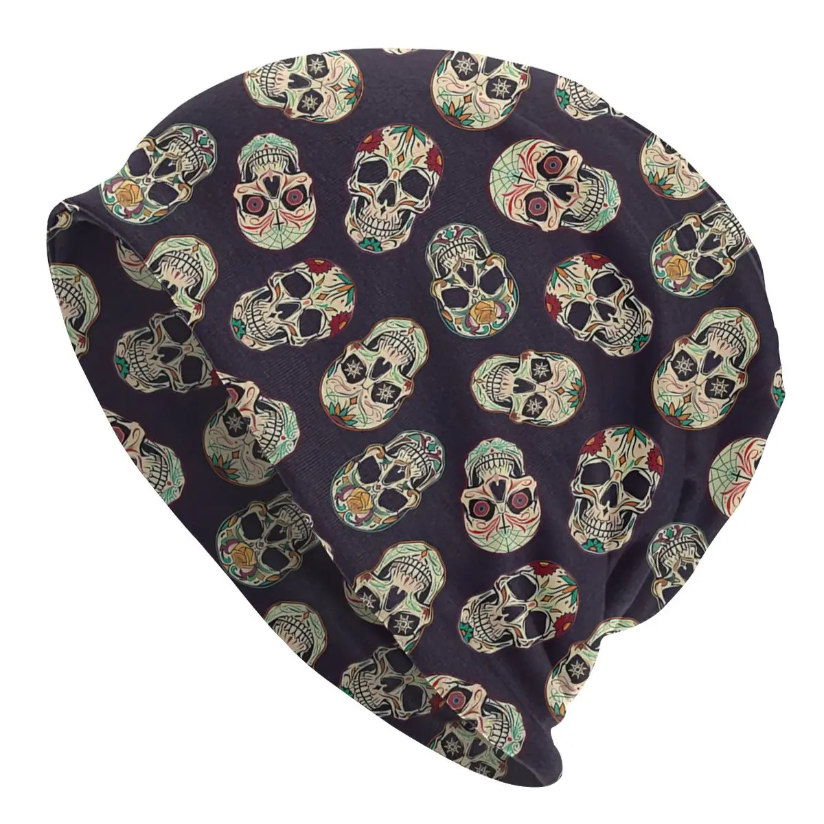 

VINTAGE Day Of The Dead Mexico Skull Autumn Female Thin Beanies Double Used Outdoor Bonnet Hats