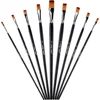 9Pcs Flat Art Paintbrush Set Anti-Shedding Synthetic Nylon with Long Handle Paint Brush for Watercolor Acrylics Gouache Oil 3