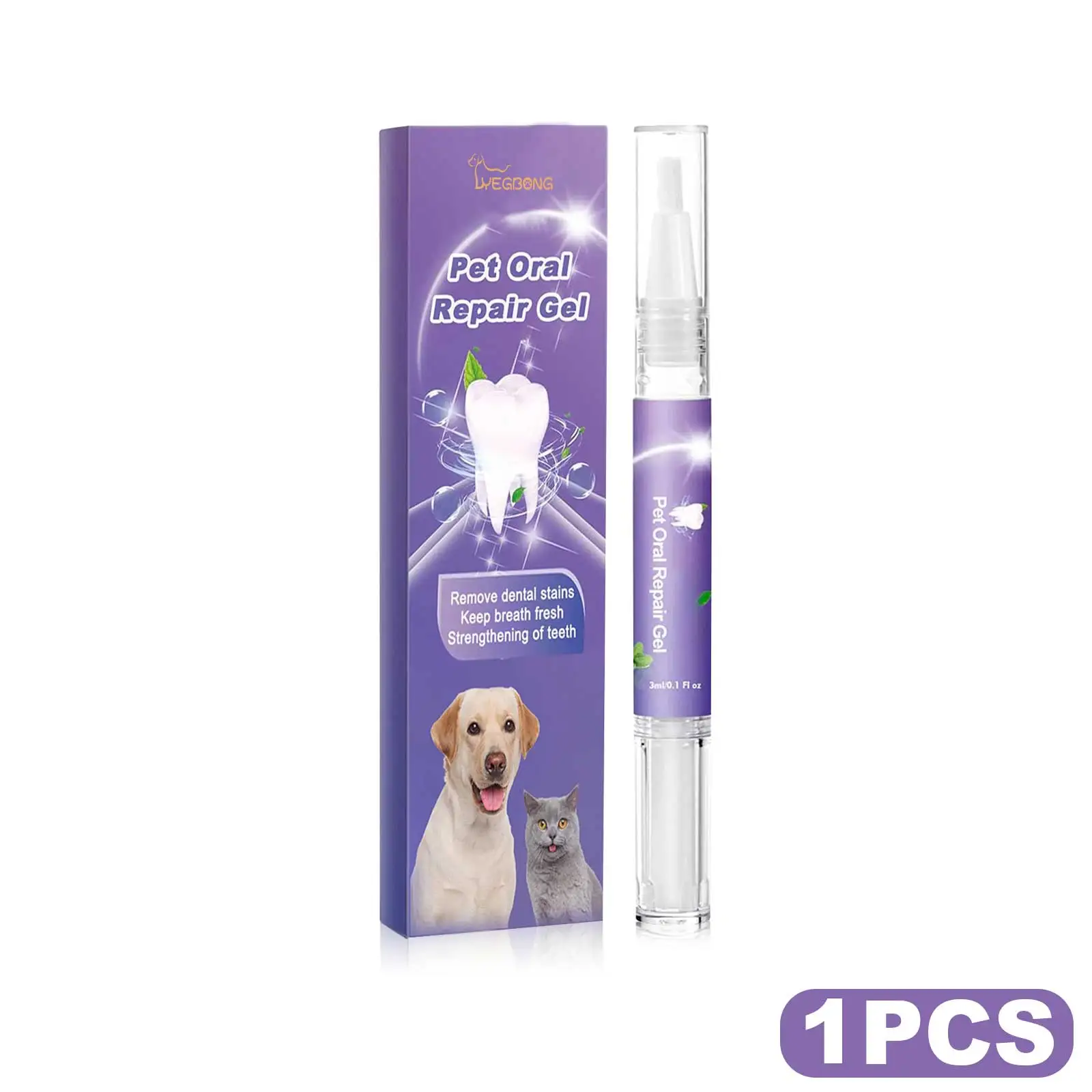 YEGBONG Pet Oral Repair Gel For Bad Breath 3ml Pets Breath Freshener Gel Care Cleaner Remove Teeth Tartar Repair Gum Damage