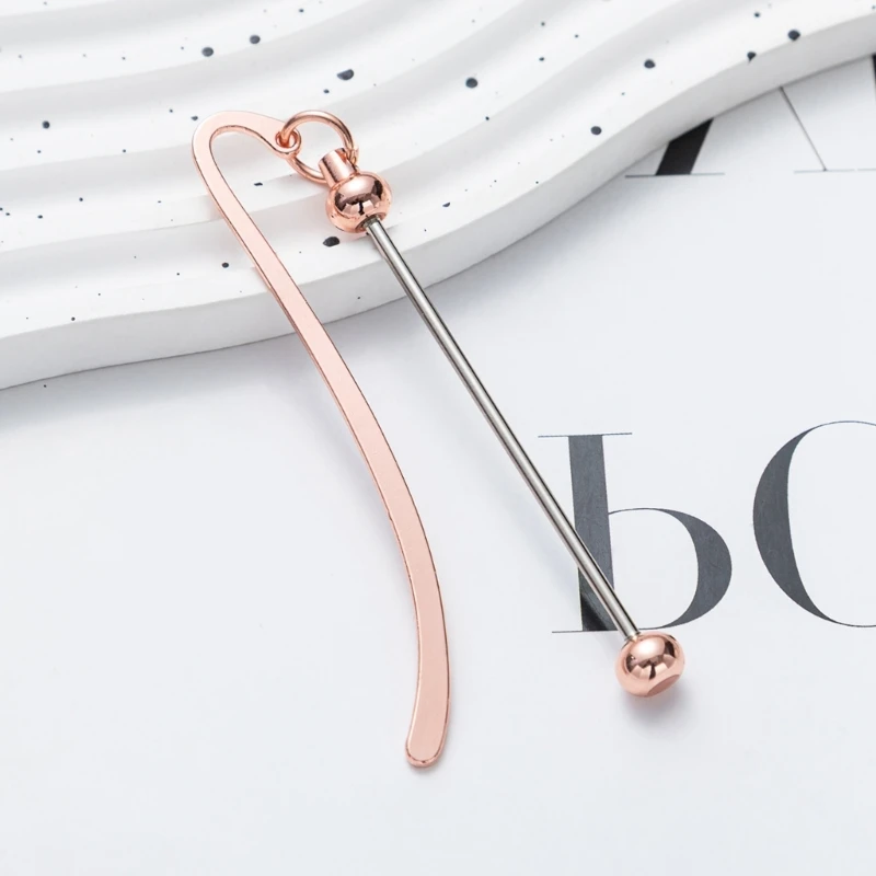 DIY Beadable Hook Bookmarks 긴 펜던트가있는 금속 책 마커 독서 액세서리 책 애호가 리더를위한 선물