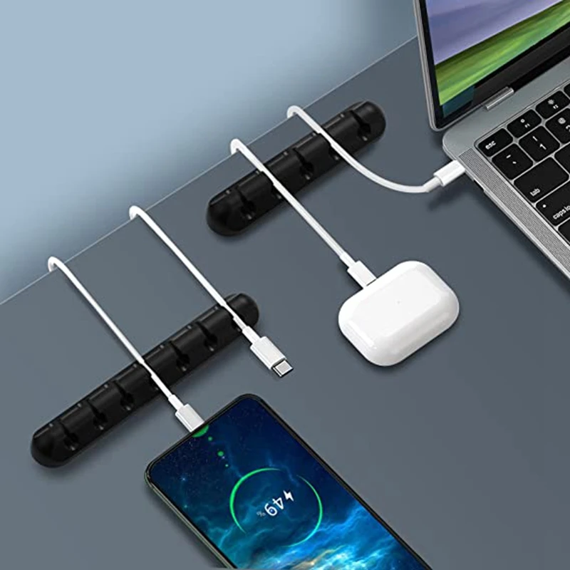 Home Office Cable Holder Silicone Line Organizer Clips USB Winder Manager Splitter 1 Pcs 3/5/7 Holes cable organizer,cable protector,cable clip