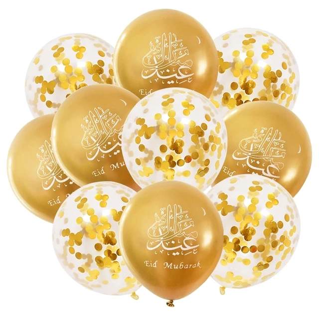 1Set Eid Mubarak Letter Foil Balloons Ramadan Kareem Decorations Banner Star Moon Helium Globos Muslim Islamic Party Supplies 10pcs set