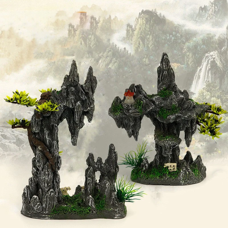 Aquarium decoration landscape resin rockery home decoration various styles aquarium landscape imitation stone mountain ornaments