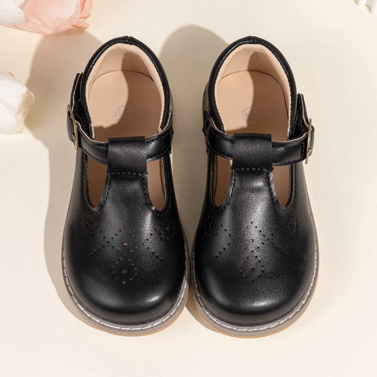 Neue Kinder Retro Leder Schuhe Kinder Mode Design Gummi Weiche Anti-Slip Flache Sohle Jugendliche Teenager Casual Wanderschuhe – Detail 10