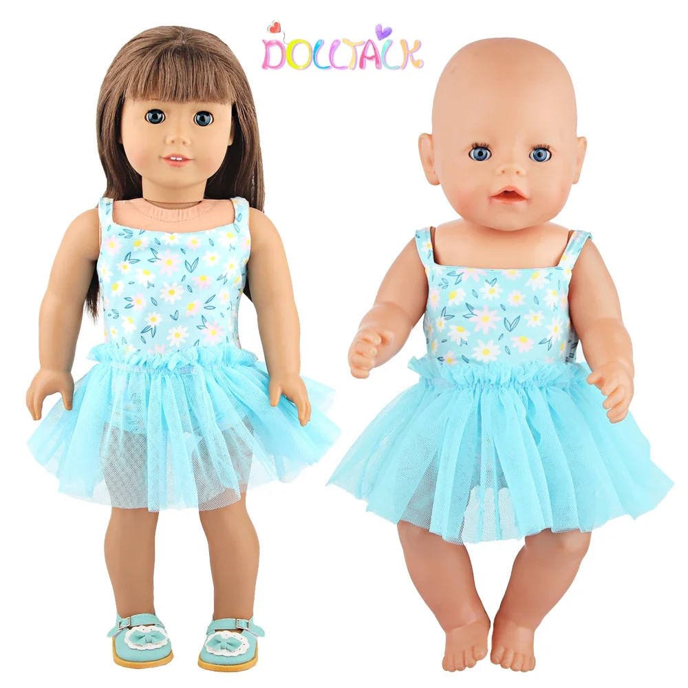 

18 Inch American Doll Daisy Mesh Skirt Clothes Blue Camisole Dress For 43cm Baby New Born,DIY,generation Girl Doll Toy Gift