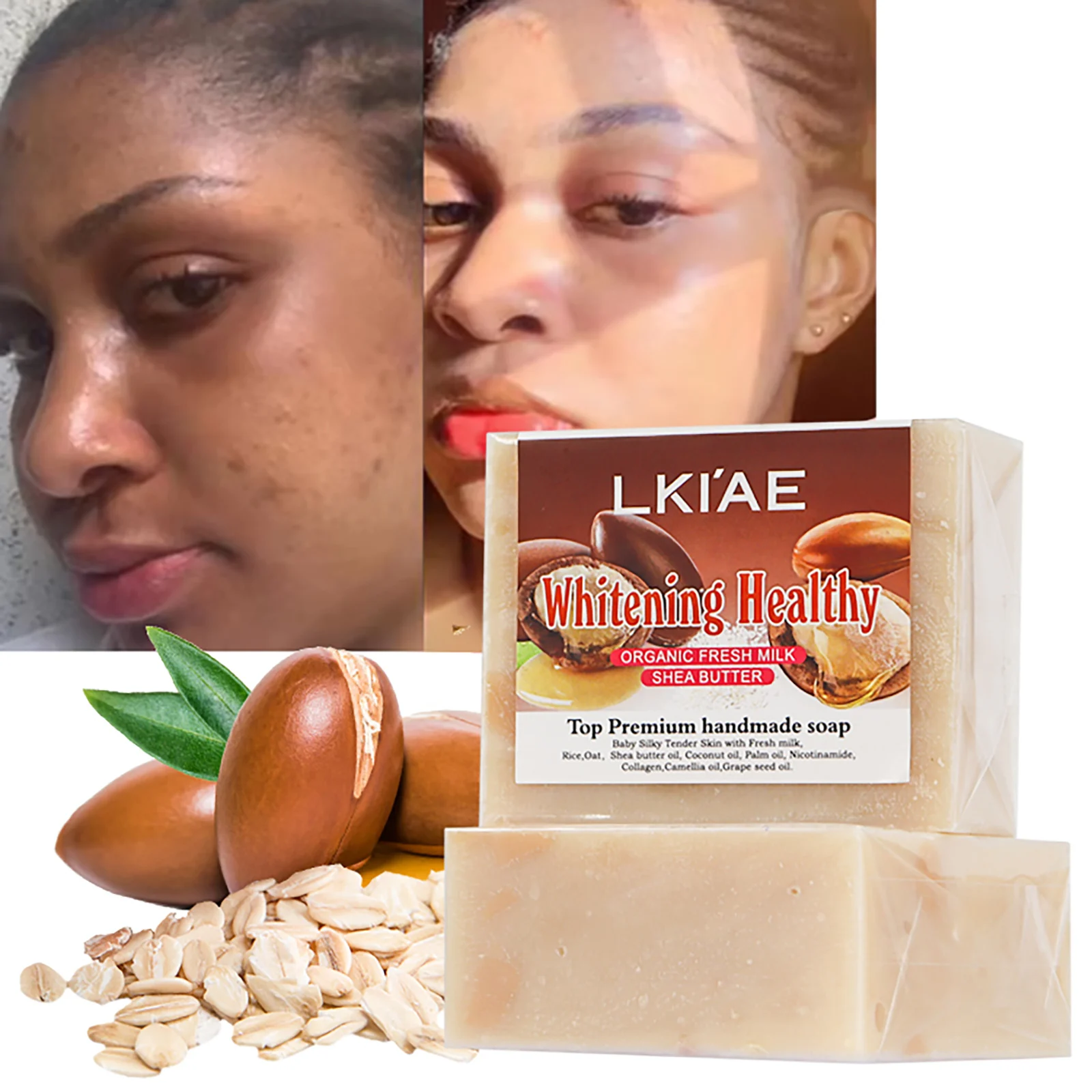 Barre de savon blanchissant au lait frais biologique, éclaircit, améliore l'élasticité de la peau, savon fait main pour le visage, le corps et les mains, 150 g/5,3 oz
