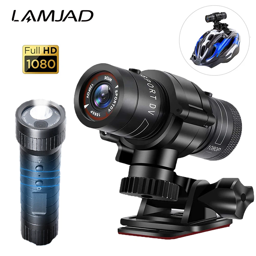 

LAMJAD F9 Mini Action Camera Bicycle Motorbike Helmet Sport Camera HD 1080P Video DV Camcorder Bike Car Video Recorder Cameras