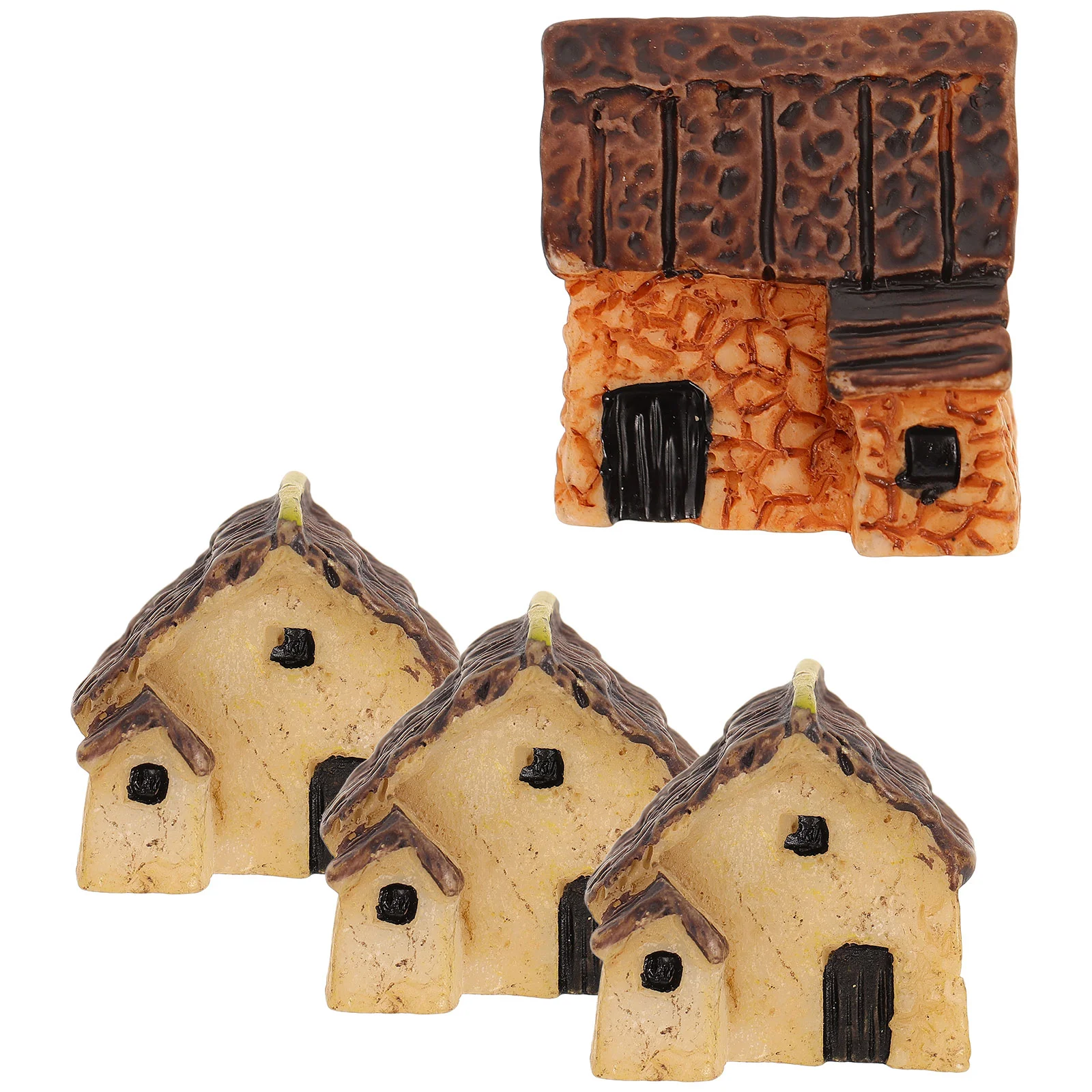 

4pcs Miniature Stone Houses Miniature Christmas Village Houses Accessories