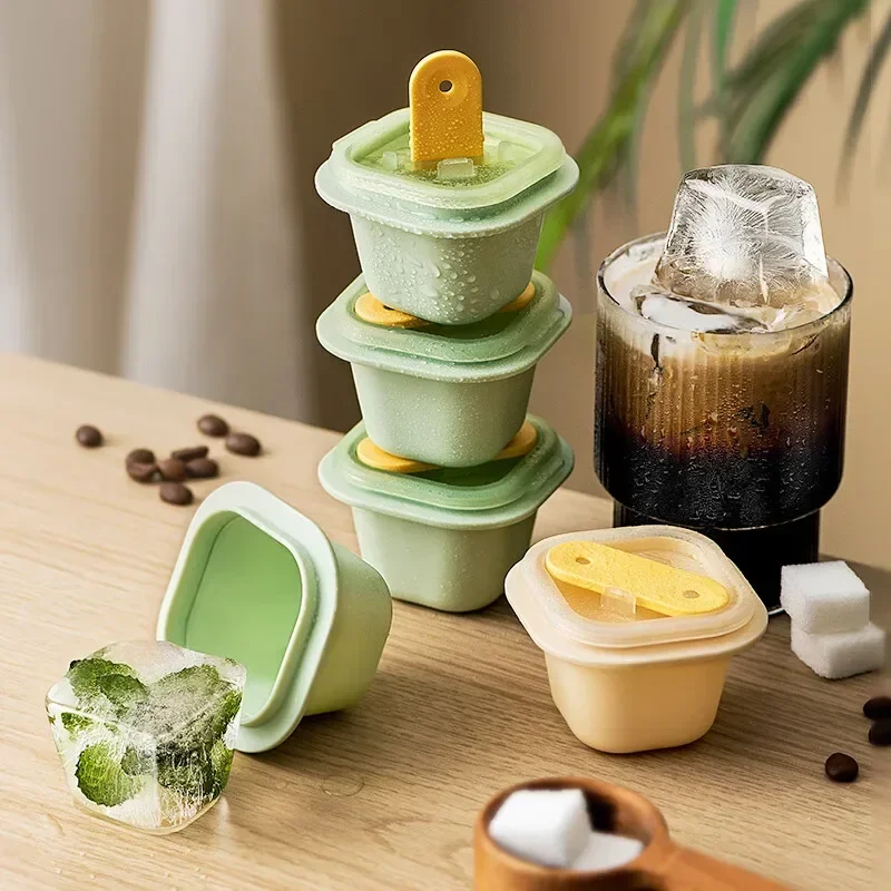 Ice Cube Mold Food Grade Silicone Ice Cream Mould Tray Popsicle Stick DIY Jelly Pudding Summer Drink Ball Maker