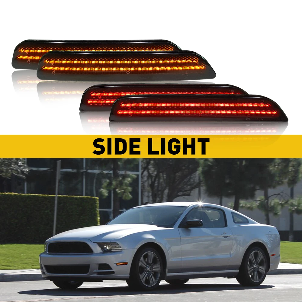 4pcs Car Lamp Front & Rear Side Marker Lamps For 20102014 Ford Mustang