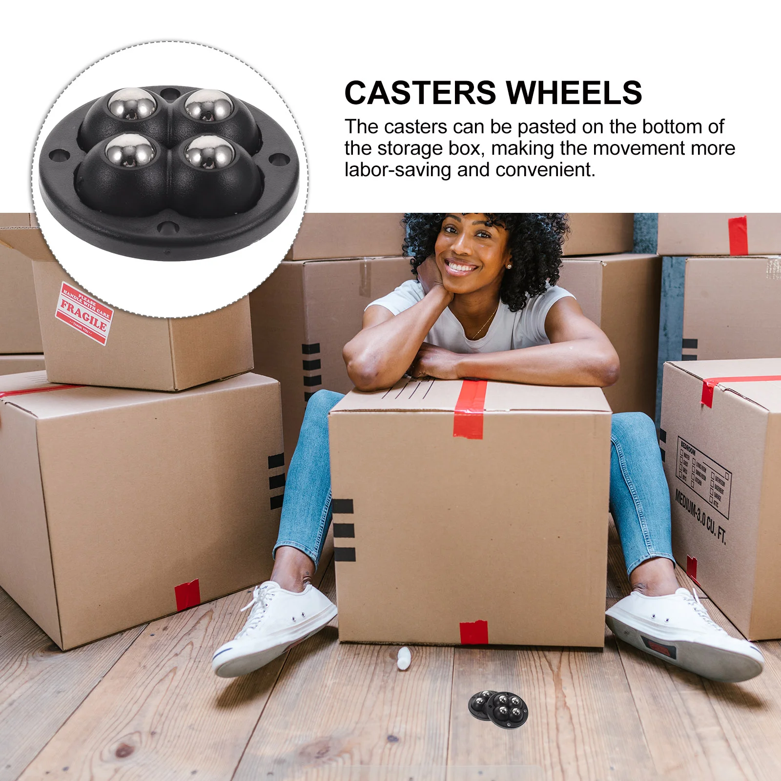 4 Pcs Self Adhesive Casters Wheels Sticky on Swivel Casters Small Storage Bin Stainless Steel Mini Swivel