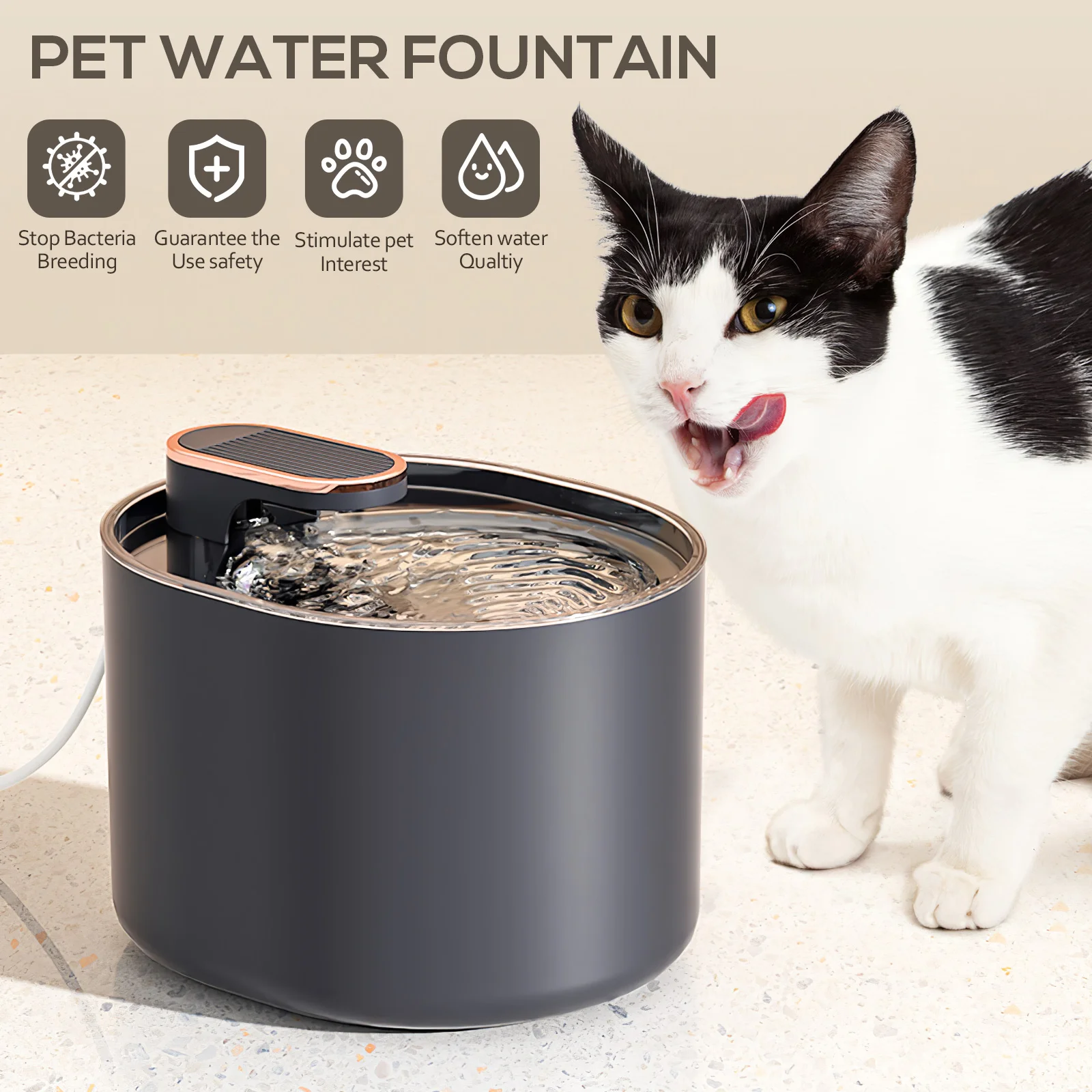 

Pet Water Fountain Filter Automatic Dispenser Drinking Tool Waterer For Cats Pp with Small Fountains