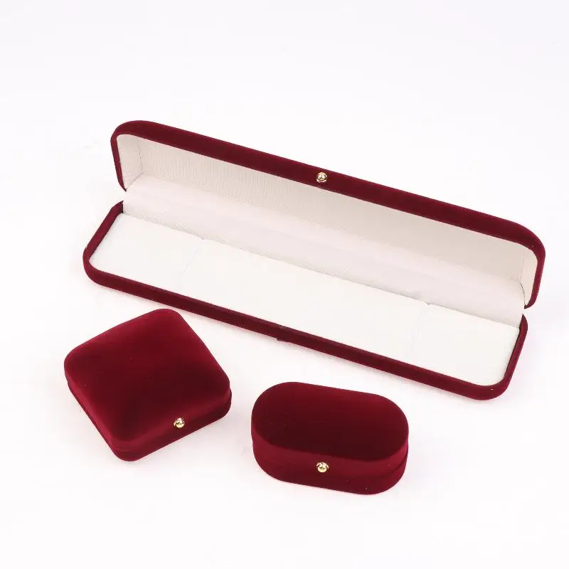 ●1PCS Flocking Gold Buckle Jewelry Box Pendant Ring Necklace Earring Bracelet Display Storage Box Luxury Feelings Packaging Box