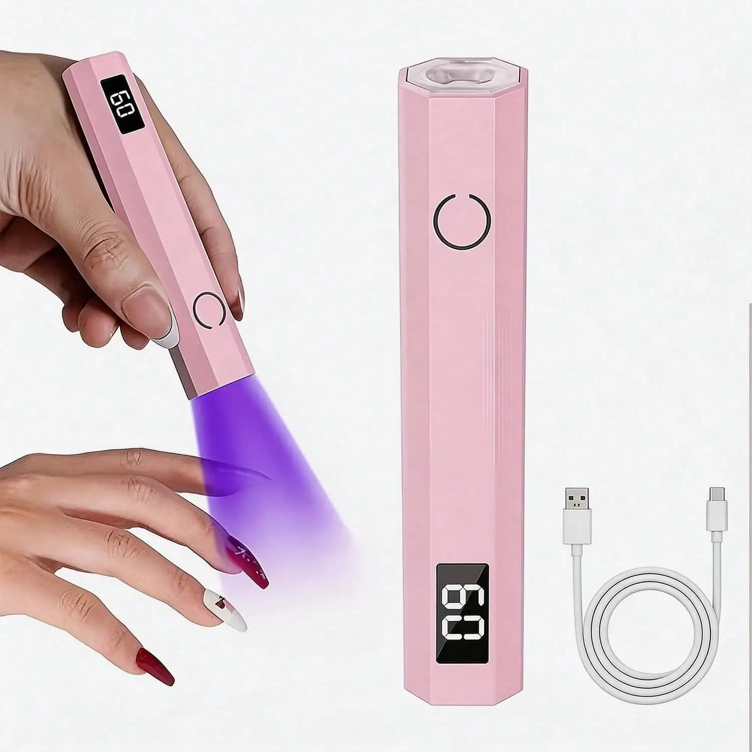 Linda Lámpara UV Portátil Rosa para Uñas, Construcción Sólida y Duradera, LED de Alta Calidad para Uso Prolongado