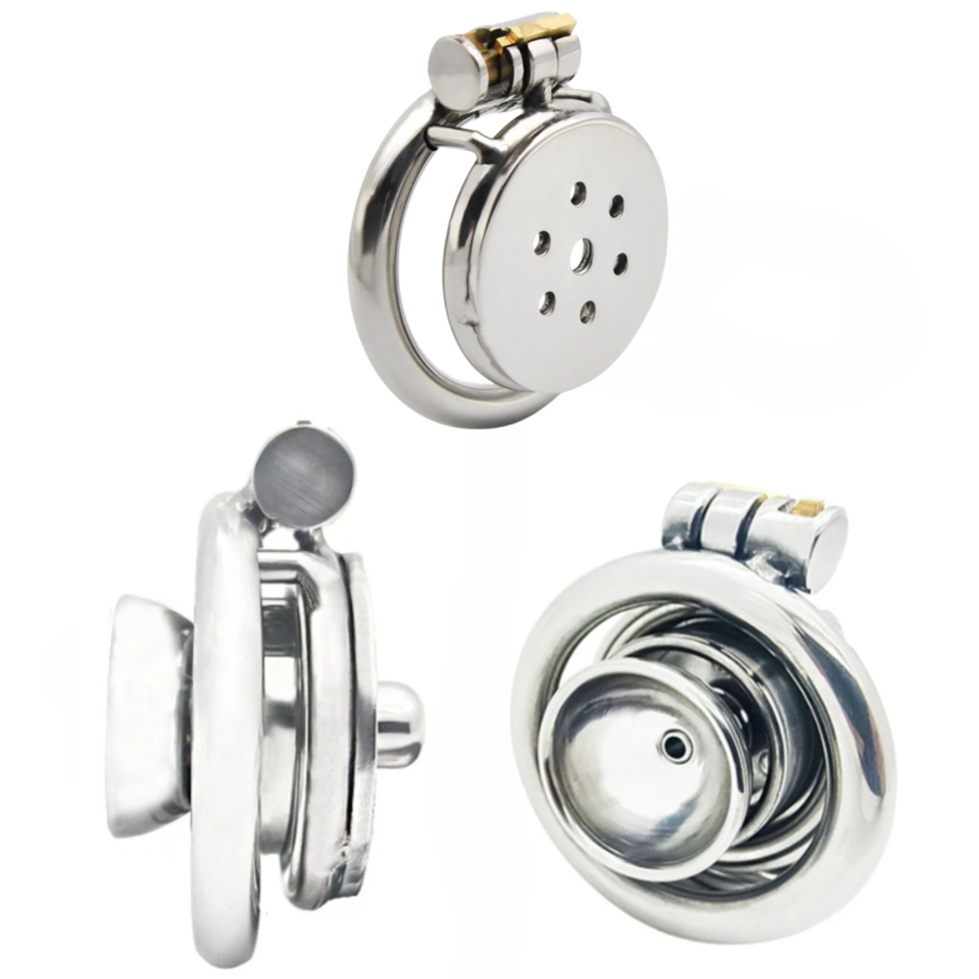 Penis Chastity Cage Chastity Lock Sex Toy Penis Cock Ring Urethral Inverted Negative Male Chastity Lock Flat Cock Cage with Metal Urethral Catheter for Couple Men