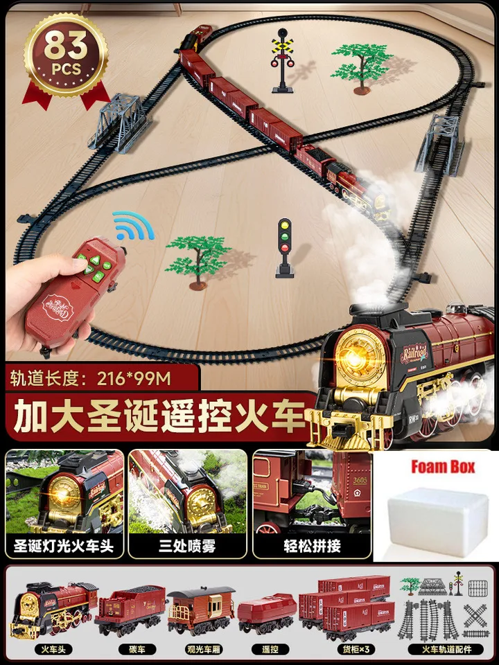 Ensemble De Train De Noël, Locomotive à Vapeur électrique Avec Lumières Et Musique Pour Enfants Garçons Et Filles, Ensemble De Jeu à Piles, De Noël, Véritable Son De Phare