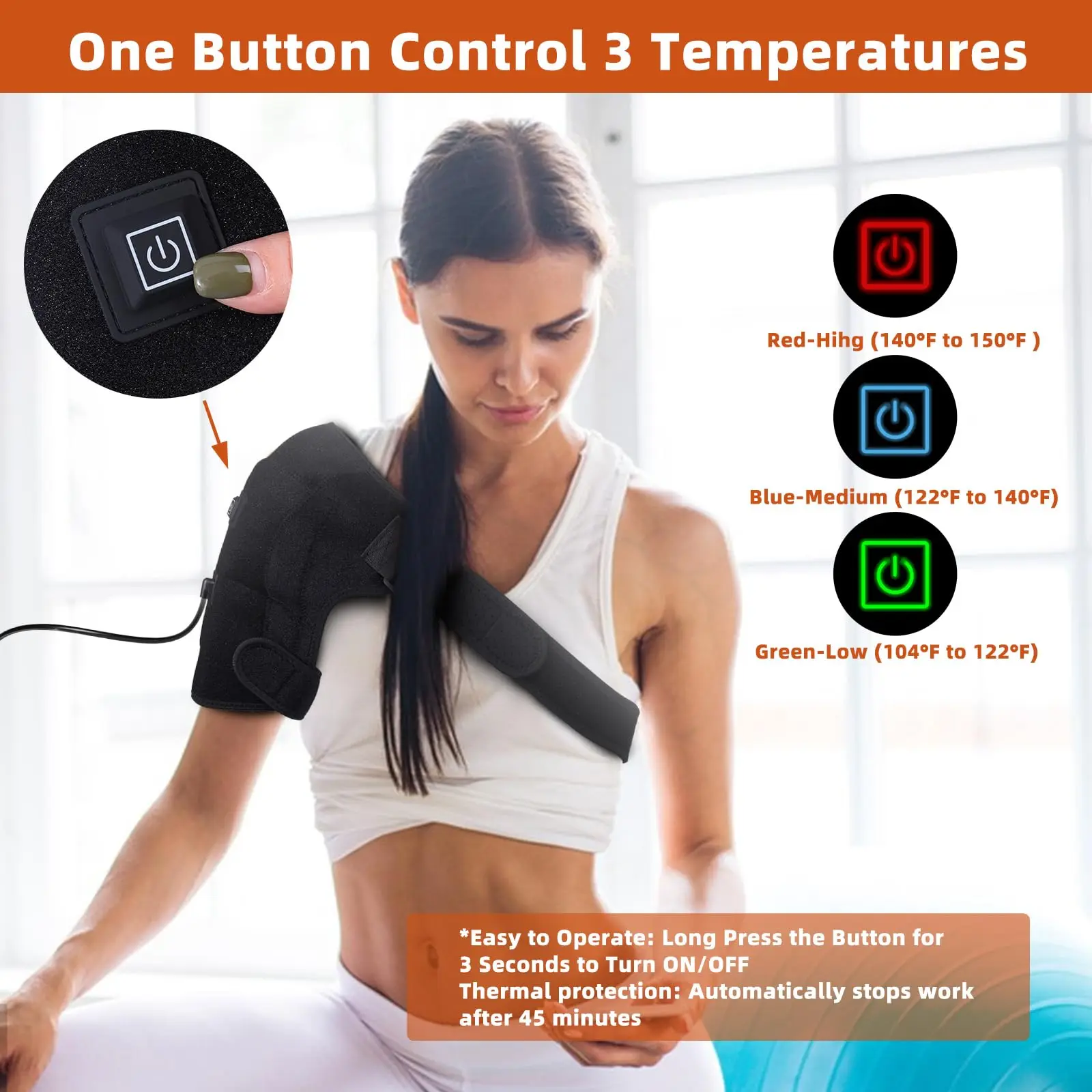Heated Shoulder Wrap Brace Adjustable Shoulder Heating Pads Extension Belt Frozen Dislocation Pain Relief