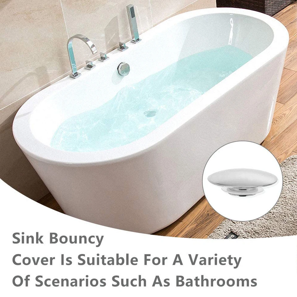 Tapón De Desagüe Cromado Para Lavabo - Clic-Clac, Diámetro 66 Mm, Rosca M8, Para Cocina Y Baño
