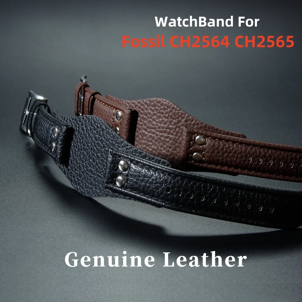 Men's Retro Style Genuine Leather Watch Strap, 22mm, Comfortable Wristband