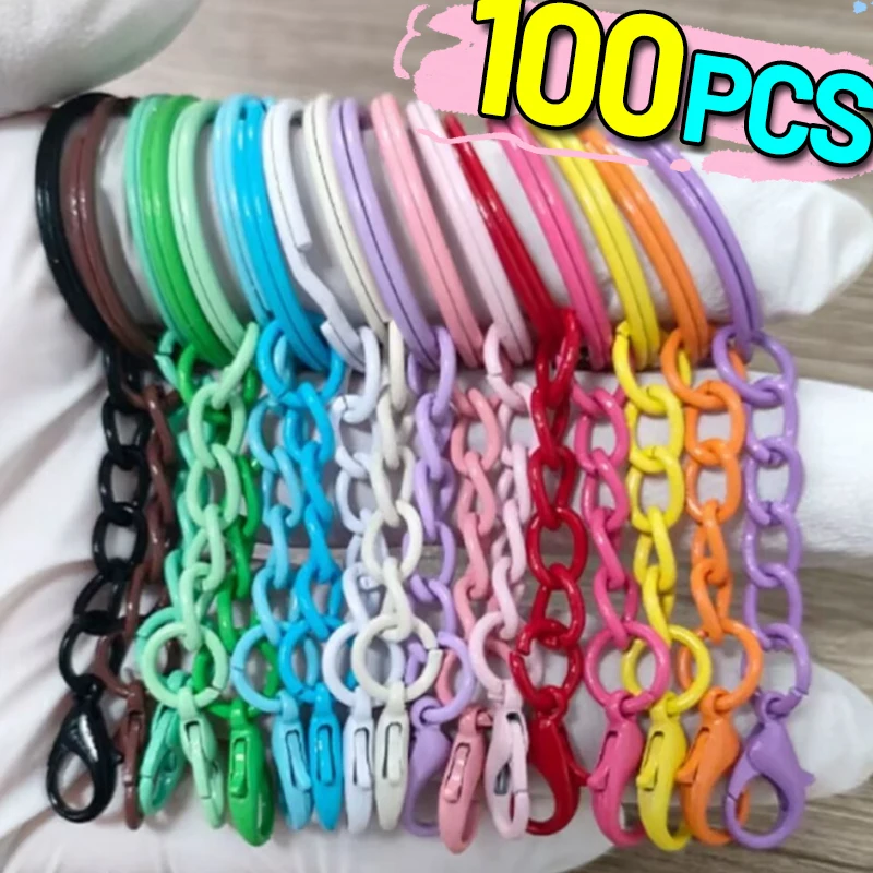 25mm Colorful Keyrings Chains Lobster Clasps DIY Jewelry Making Keychain Connector Hooks Bags Holder Buckle Accessories