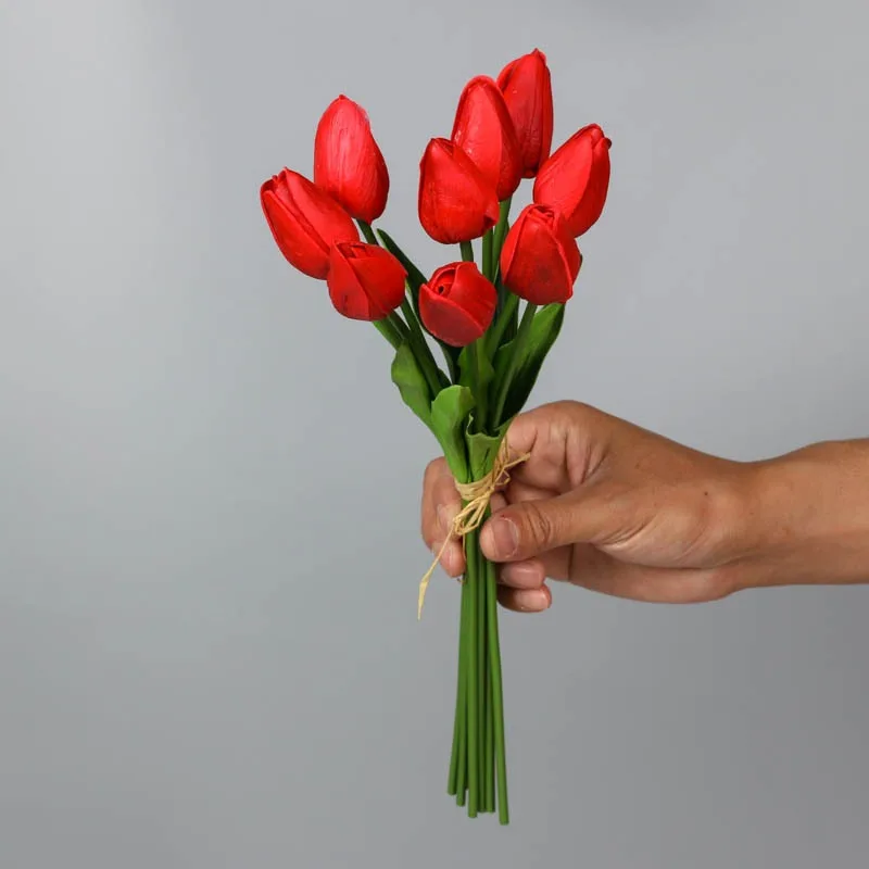 

5PCS/Pack Single Tulip Simulation Plant Decoration Wedding Birthday Party Graduation Ceremony Shooting Props Bride Holds Flowers