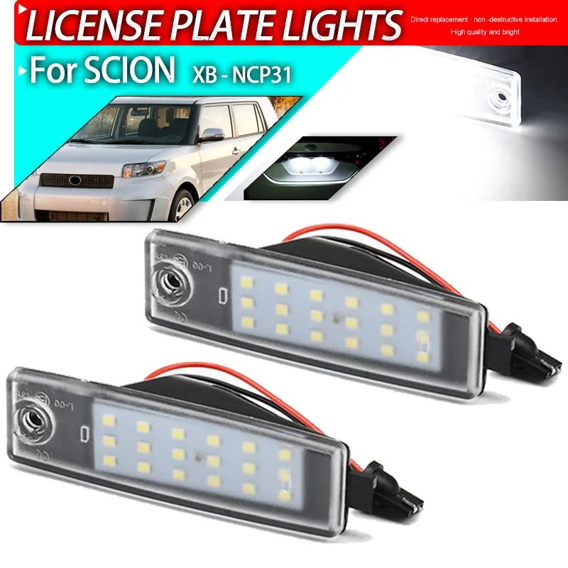 2Pcs Car LED Signal Lamp Number License Plate Lights Canbus No Error White DC 12V Bulbs For SCION XB-NCP31 2003 2004 2005 2006