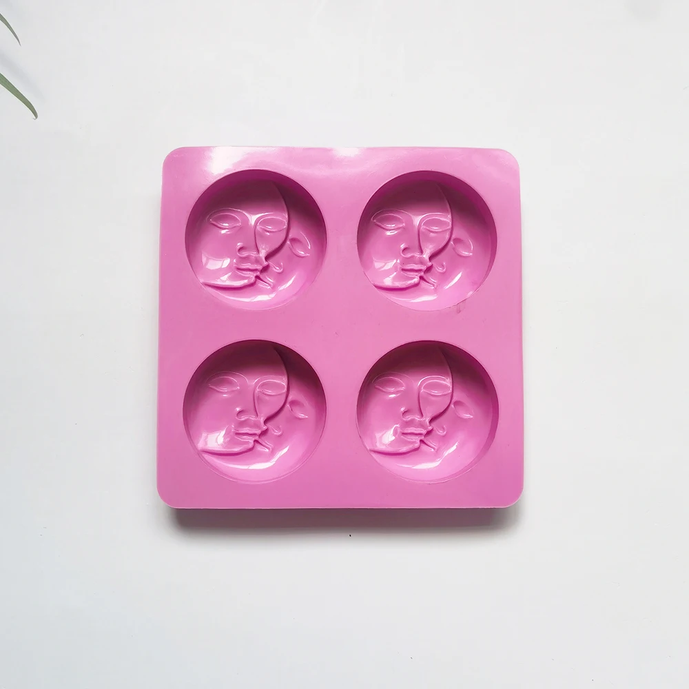 Silicone Soap Molds 4 Cavity Moon Sun Shaped DIY Crafts