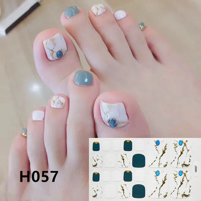 22tips Korea Toe Nail Sticker Wraps Adhesive Decals Toenail Polish Strips DIY Pedicure Foot Decals Manicure Women H057